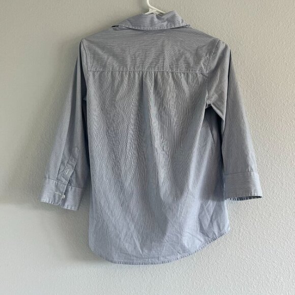 Haute Hippie 3/4 Sleeve Button Front Blouse Blue Pinstripe Cotton Blend Small - Picture 7 of 9